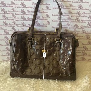 Coach Brown Patent Leather Embossed C Logo Purse *AUTHENTIC*